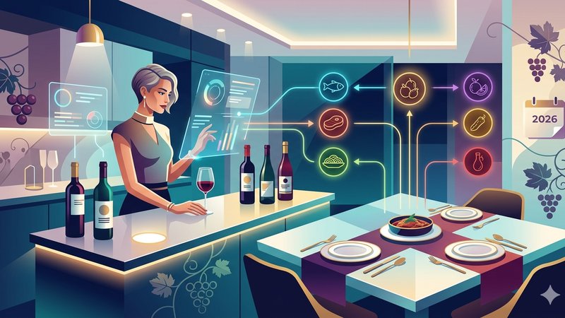 Стильная современная иллюстрация с бокалами вина и закусками для гида по выбору напитков